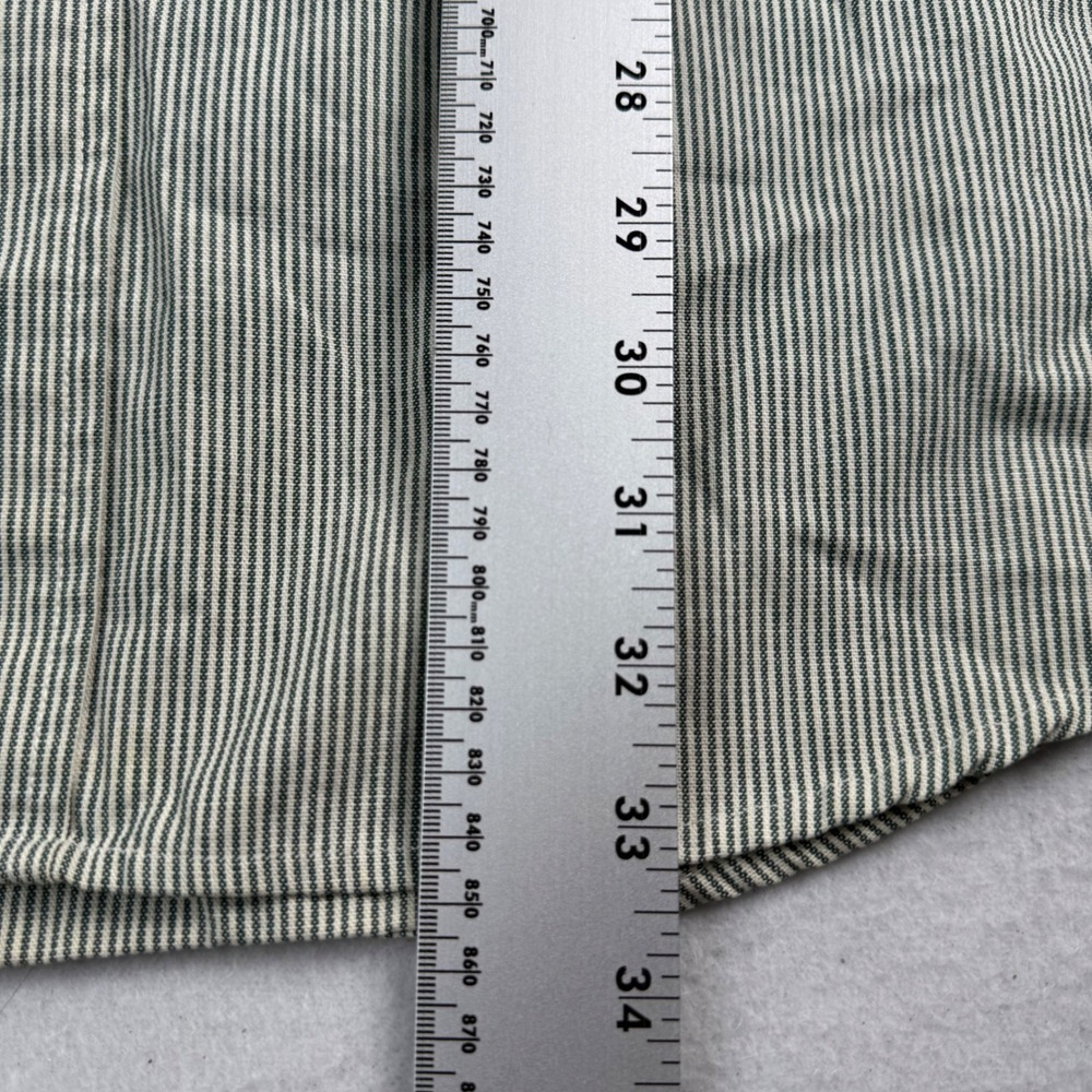 Eddie Bauer Mens XXL Tall Green White Striped Button Down Cotton Long Sleeve - Picture 5 of 5